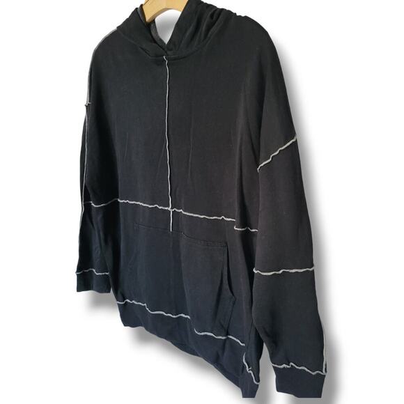 Wild Fable adult Unisex black distressed oversized Hooded Sweater  - xs - Picture 2 of 7